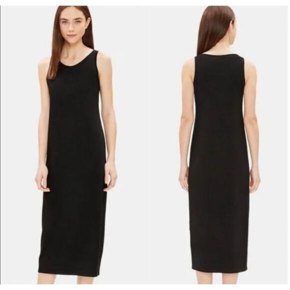 Eileen fisher black sleeveless maxi dress size Large - Picture 1 of 6